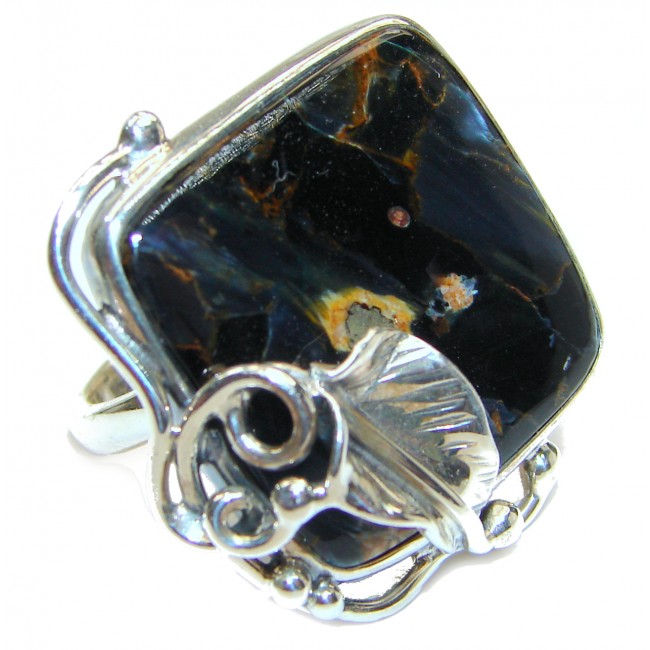 Huge best quality Silky Pietersite .925 Sterling Silver handmade Ring size 8 adjustable