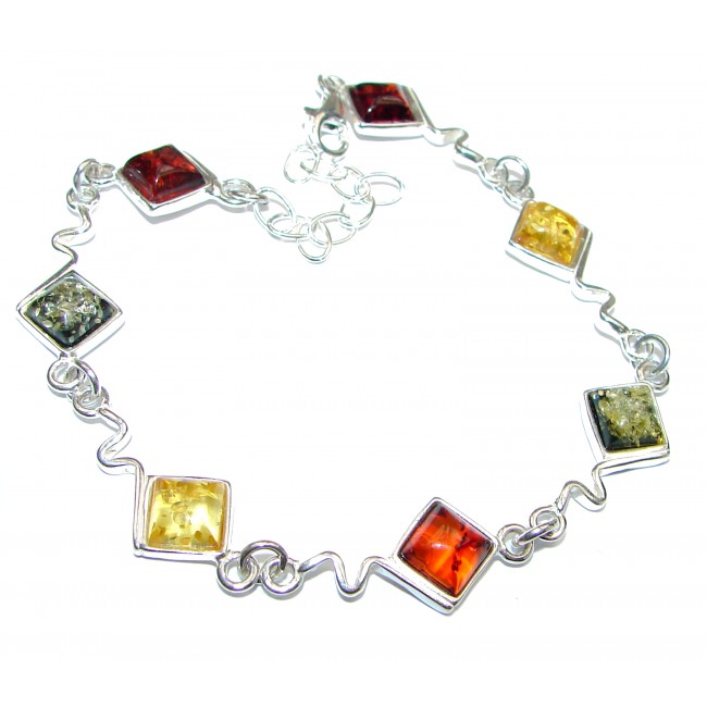 Beautiful authentic Baltic Polish Amber .925 Sterling Silver handcrafted Bracelet