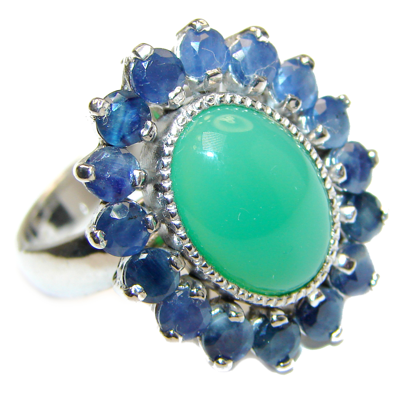 Spectacular Natural Jade Sapphire .925 Sterling Silver ...