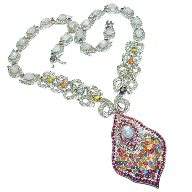 Spectacular Creation genuine Tourmaline Moonstone .925 Sterling Silver handcrafted Necklace