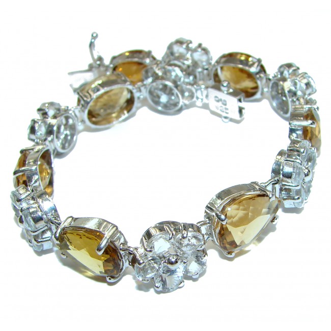 LARGE Get Glowing Champagne Topaz .925 Sterling Silver handcrafted Bracelet