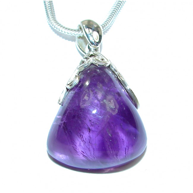 Purple Queen Huge authentic Amethyst .925 Sterling Silver handcrafted necklace