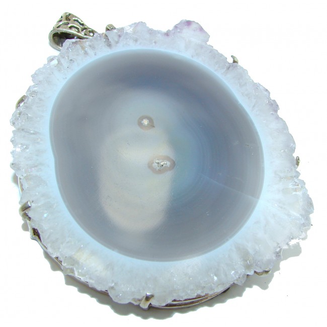 Vintage Design Genuine Amethyst Cluster .925 Sterling Silver handcrafted pendant