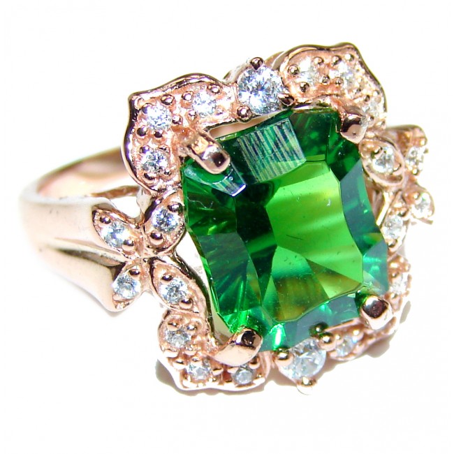 Authentic volcanic Green Helenite 14K Gold over .925 Sterling Silver ring s. 5