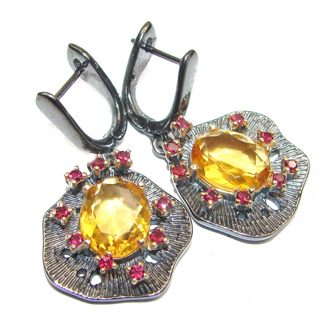 Vintage Design Authentic Citrine 14K Gold over .925 Sterling Silver handmade earrings