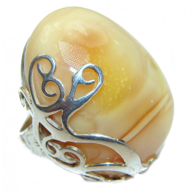 Genuine Butterscotch Baltic Amber .925 Sterling Silver handmade Ring size 7 adjustable