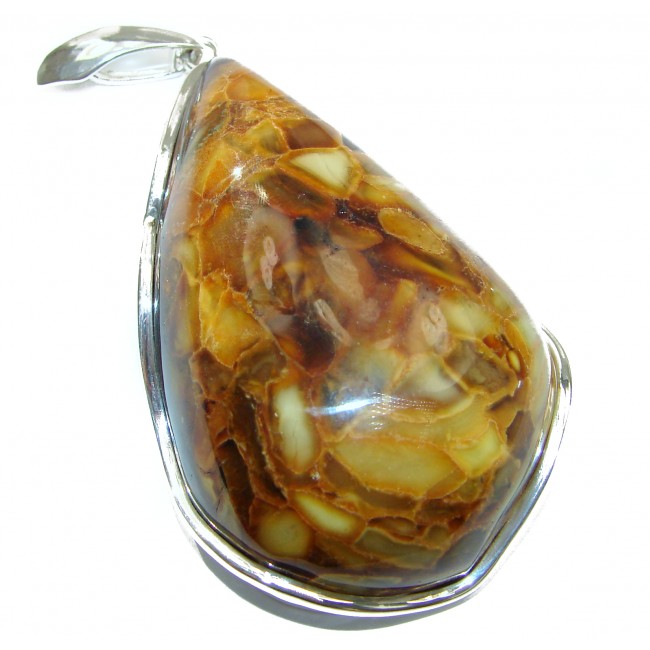 LARGE Natural one in the world Baltic Butterscotch Amber .925 Sterling Silver handmade Pendant
