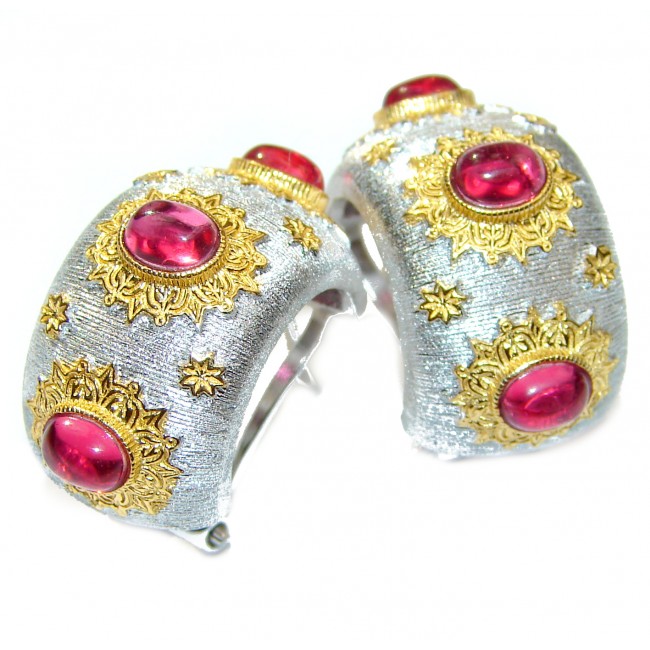 Vintage Beauty Ruby 14K Gold over .925 Sterling Silver handmade earrings