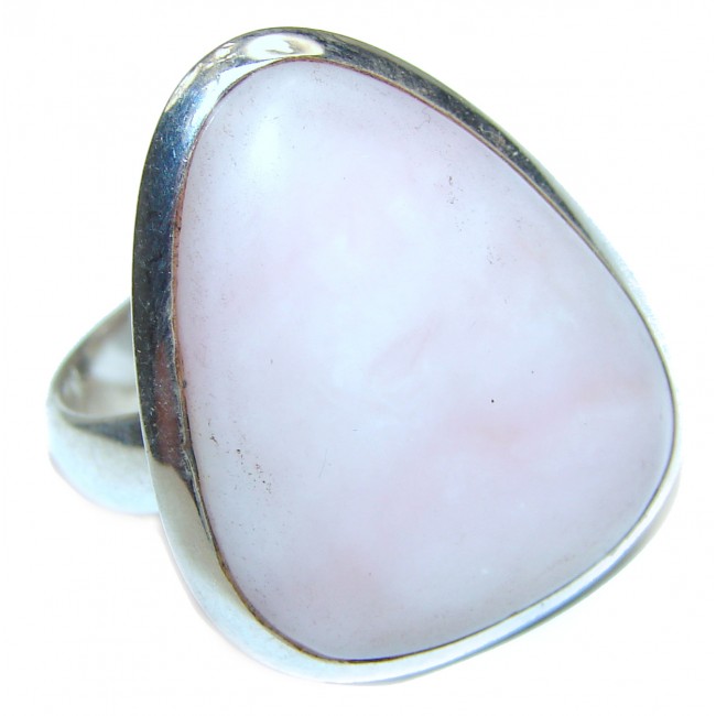 Pink Opal oxidized .925 Sterling Silver handcrafted ring size 8 3/4