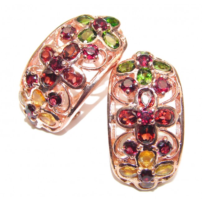 Incredible Authentic Ruby Emerald 14K Gold over .925 Sterling Silver handmade earrings