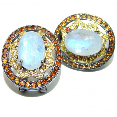 Vintage Beauty Spectacular quality Authentic Moonstone .925 Sterling Silver handmade earrings