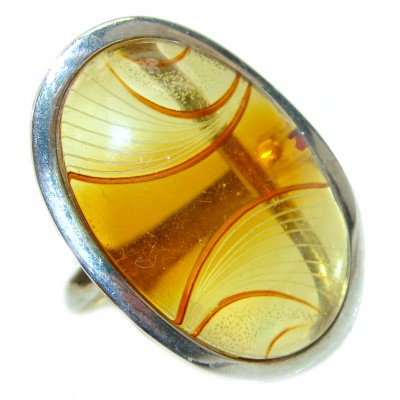 Real Beauty Baltic Amber .925 Sterling Silver handcrafted Ring s. 7 adjustable