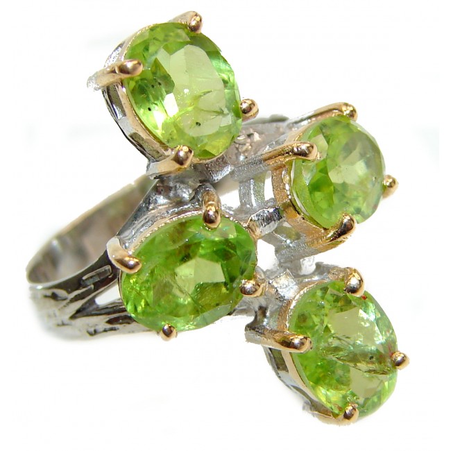 Spectacular Natural Peridot .925 Sterling Silver handcrafted ring size 8