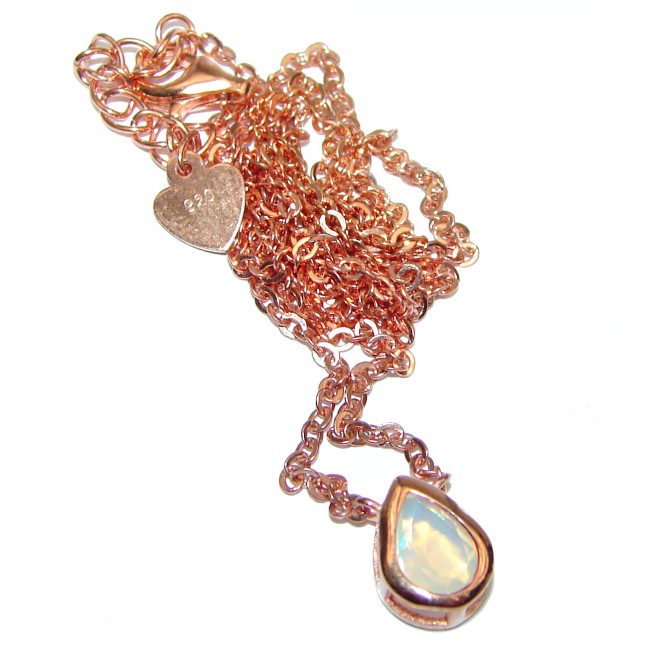 One of the kind Ethiopian Opal Rose Gold over .925 Sterling Silver handmade necklace