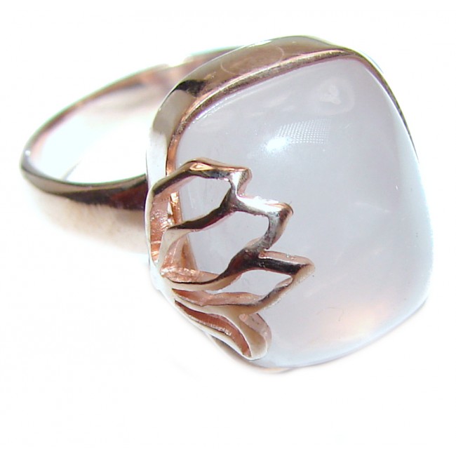 Authentic Rose Quartz 18k Gold over .925 Sterling Silver handcrafted ring s. 8