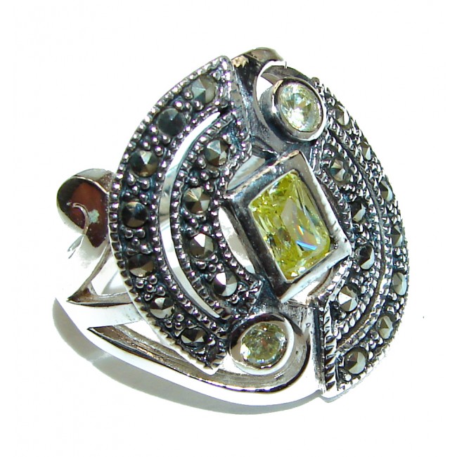 Ultra Fancy Cubic Zirconia .925 Sterling Silver Cocktail ring s. 8