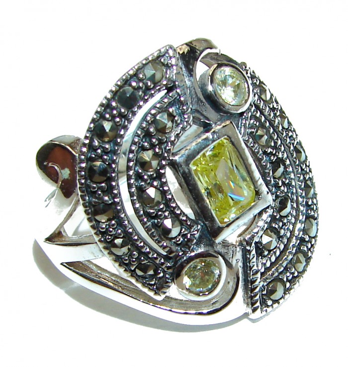 Ultra Fancy Cubic Zirconia .925 Sterling Silver Cocktail ring s. 8