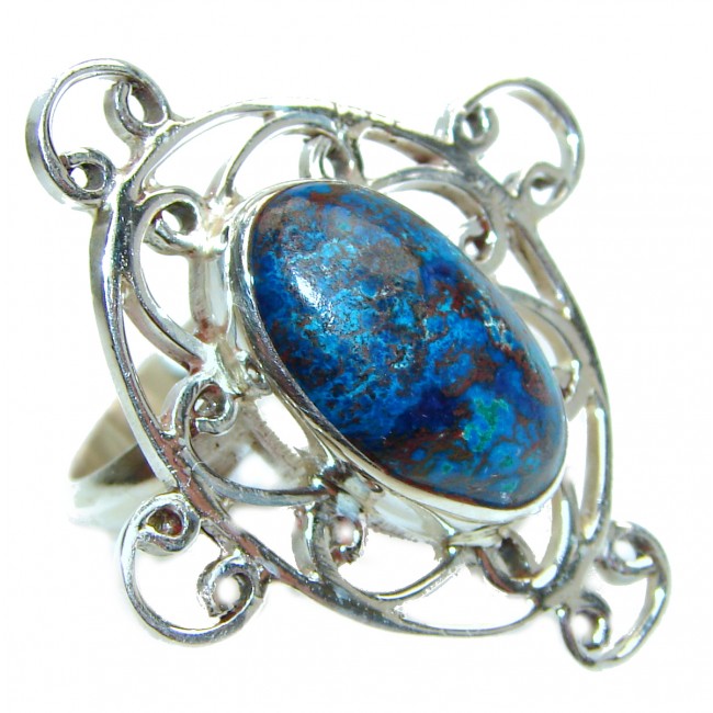 Huge Azurite stone .925 Sterling Silver ring; s. 8