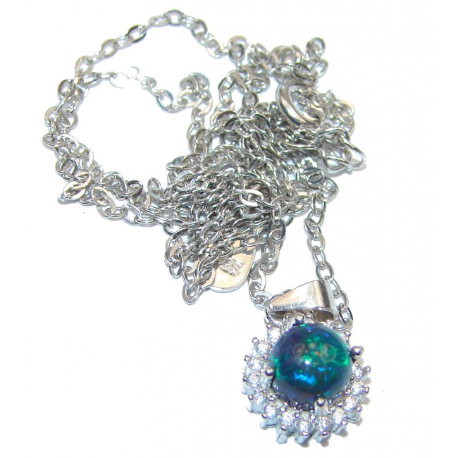 One of the kind Black Opal .925 Sterling Silver handmade necklace