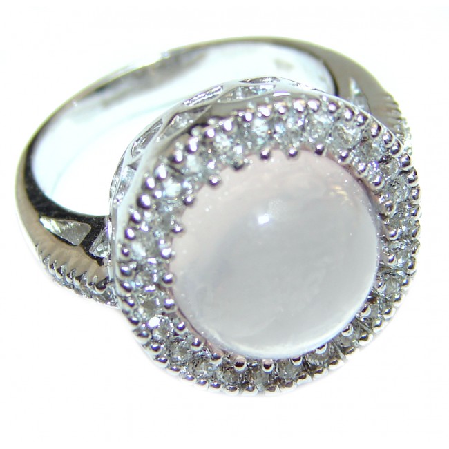 Sublime Authentic Rose Quartz .925 Sterling Silver handcrafted ring s. 6 1/4