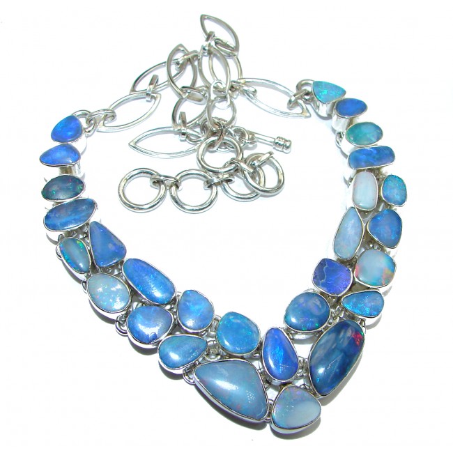 Spectacular Vitage Style Doublet Opal .925 Sterling Silver brilliantly handcrafted necklace