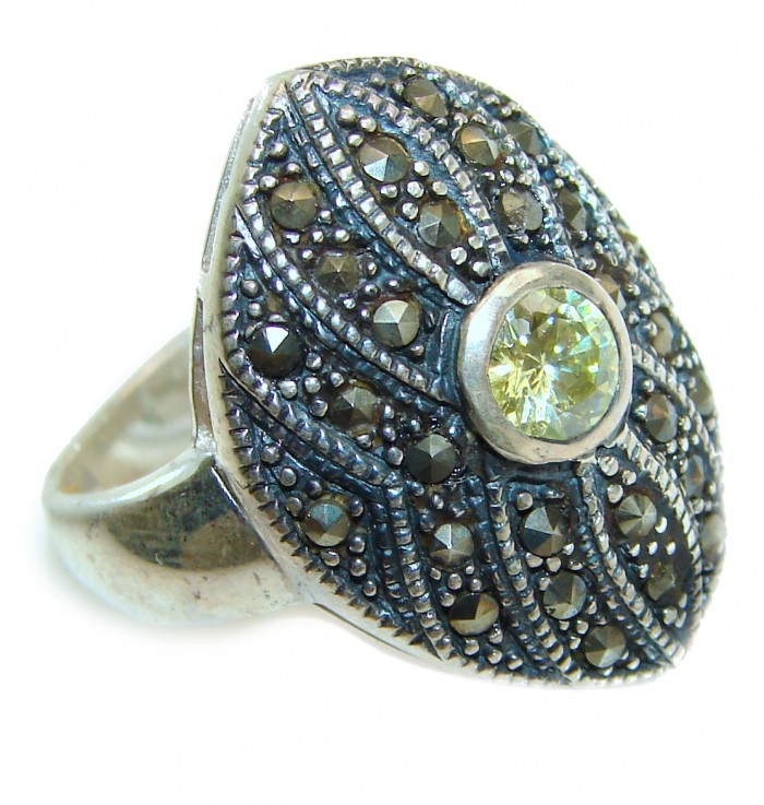 Vintage Style Natural Citrine .925 Sterling Silver handcrafted Ring s. 8