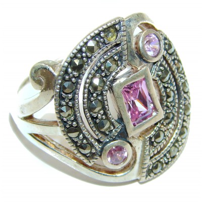 Fantastic Created Pink Kunzite Sterling Silver ring s. 9