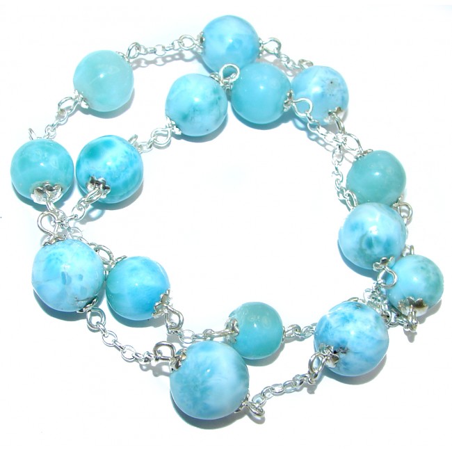 One of the kind Natural Larimar .925 Sterling Silver handmade necklace