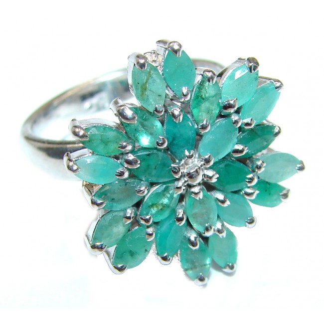 Genuine Emerald .925 Sterling Silver handcrafted ring size 8