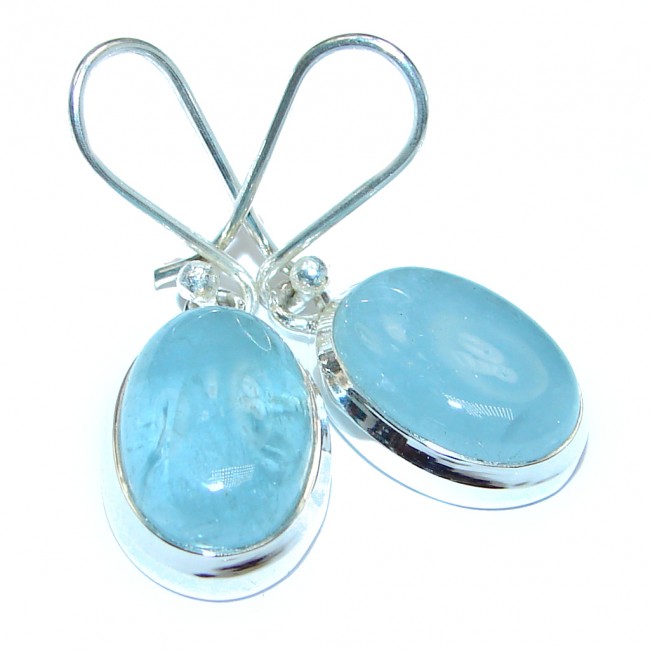 Classy genuine Aquamarine .925 Sterling Silver handcrafted earrings