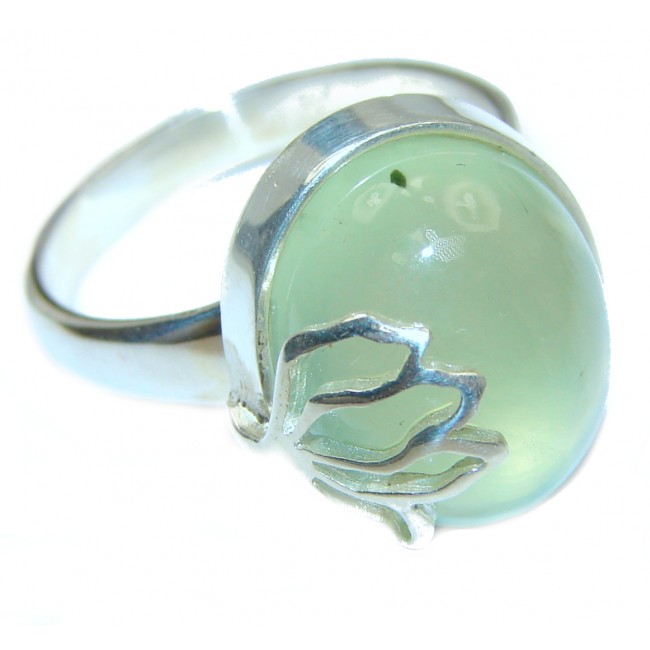Sublime Moss Prehnite .925 Sterling Silver ring; s. 8