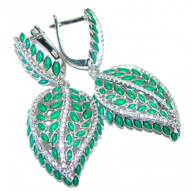 Vintage Design Authentic Emerald .925 Sterling Silver handmade earrings