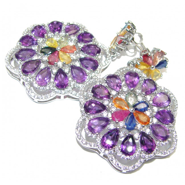 Elizabeth Taylor Style Amethyst .925 Sterling Silver handmade earrings
