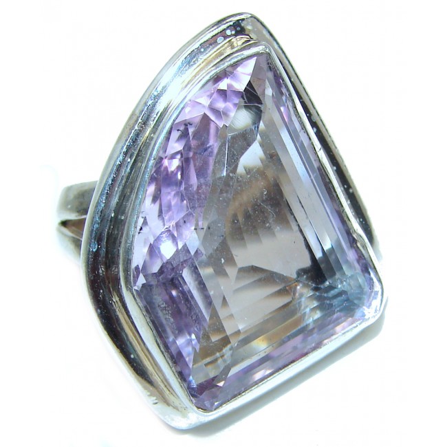 Large Spectacular Pink Amethyst .925 Sterling Silver handcrafted ring size 8 3/4