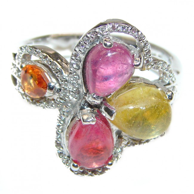 Vintage Style Natural Ruby Sapphire .925 Sterling Silver handcrafted Ring s. 9 1/2