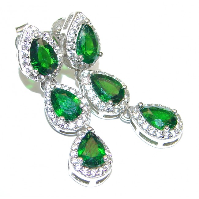 Vintage Design Authentic Chrome Diopside .925 Sterling Silver handmade earrings