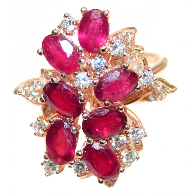 Genuine Kashmir Ruby gold over .925 Sterling Silver handcrafted Statement Ring size 8