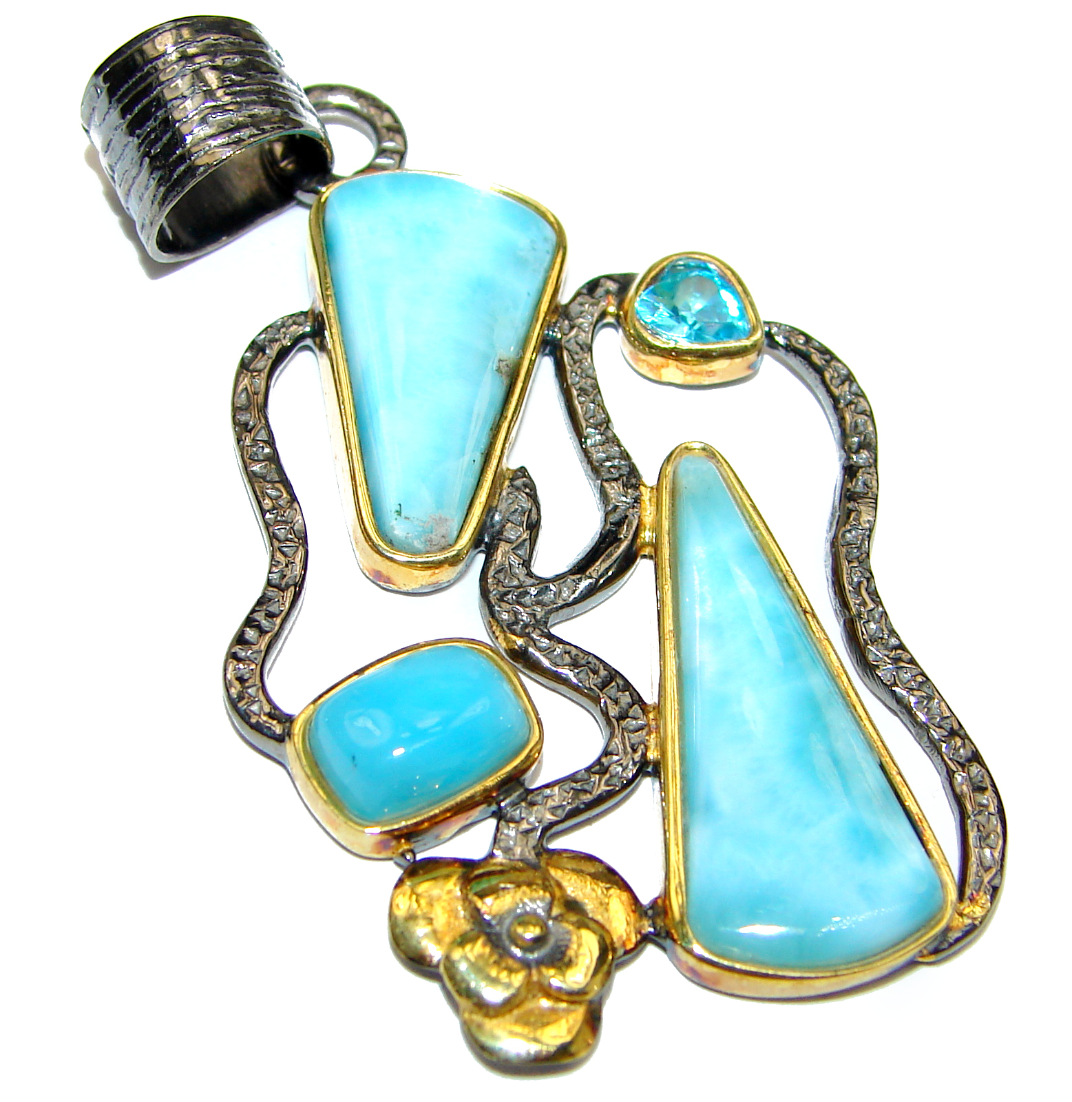 Ciondolo con pietra preziosa Larimar: collana in argento sterling