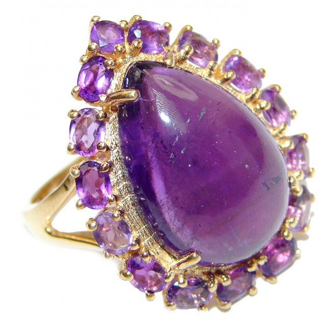 Miriam Spectacular Natural Amethyst Gold over .925 Sterling Silver handcrafted ring size 8 1/4