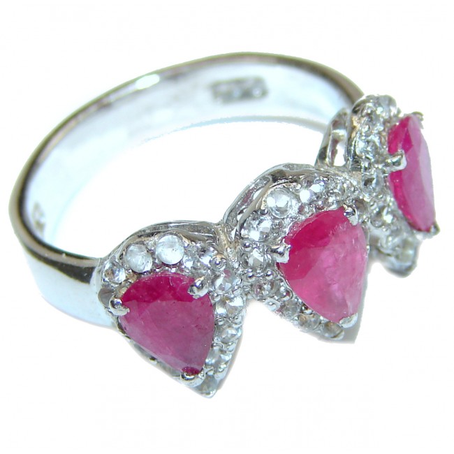 Genuine Kashmir Ruby .925 Sterling Silver handcrafted Statement Ring size 8 1/4