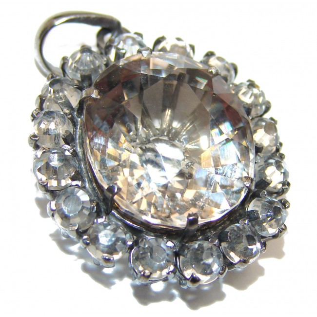 Antique Style Champagne Topaz black rhodium over .925 Sterling Silver handcradfted Pendant