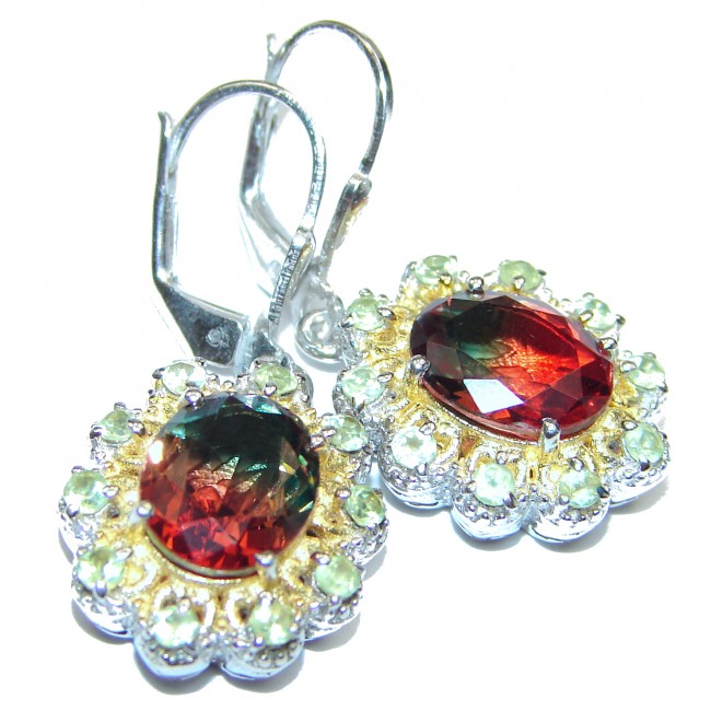 Precious Pink Tourmaline 18K Gold over .925 Sterling Silver entirely handmade earrings
