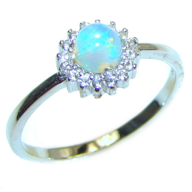 Fancy Ethiopian Opal .925 Sterling Silver handcrafted ring size 8