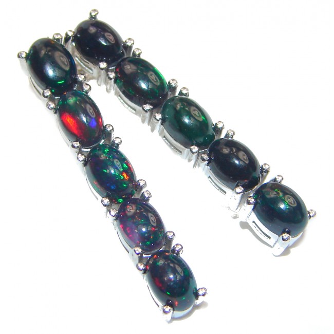 Incredible Design authentic Black Opal .925 Sterling Silver handcrafted earrings