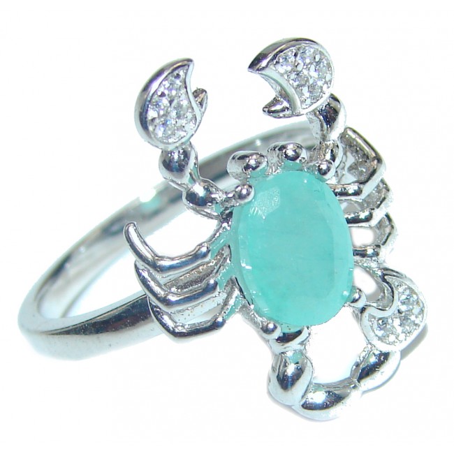 Scorpio Emerald .925 Sterling Silver handmade Ring size 8