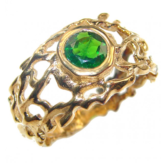 Natural Chrome Diopside 24K Rose Gold over .925 Sterling Silver Statement ring size 8 3/4