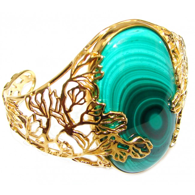 Natural Zambian Malachite 18k Gold over .925 Sterling Silver handcrafted Bracelet / Cuff