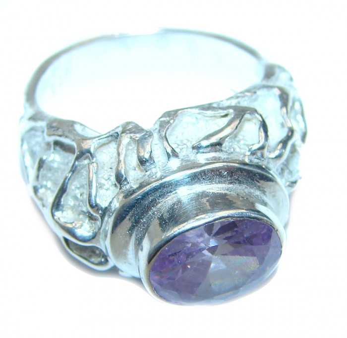 Fancy White Topaz .925 Sterling Silver handmade Ring s. 8