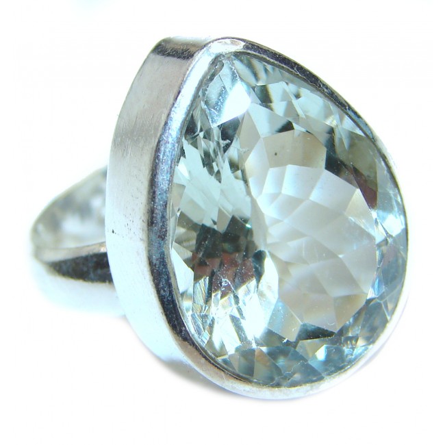 Alessandra Natural Green Amethyst .925 Sterling Silver handcrafted ring size 8