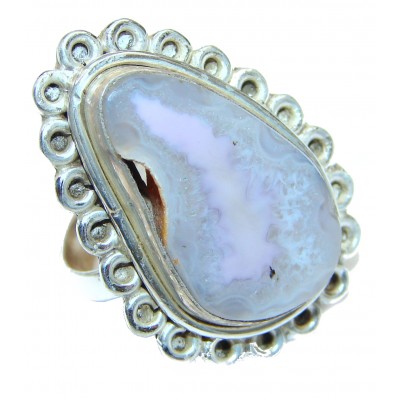 Huge Exotic Druzy Agate Sterling Silver Ring s. 8 3/4